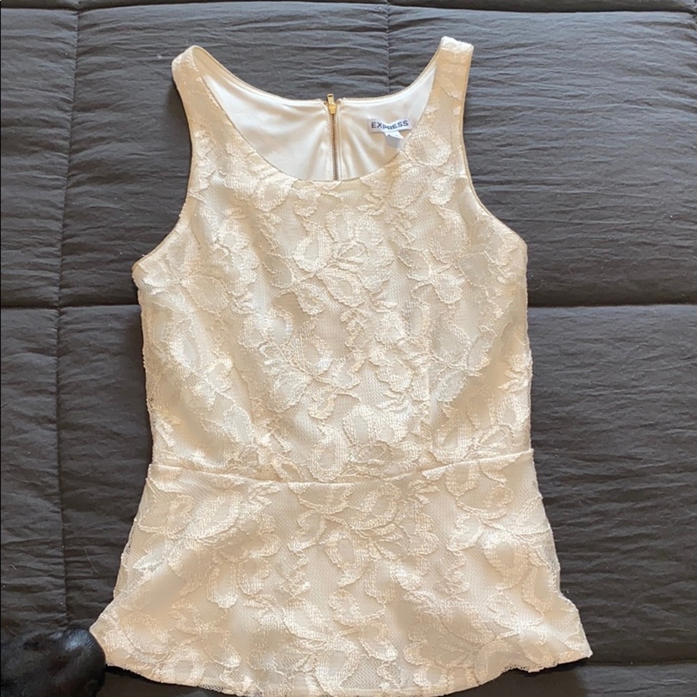 Express Beige Peplum Top